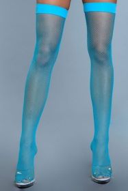1931 Nylon Fishnet Thigh Highs (Color: Turquoise)
