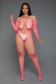 2359 Catch Me Bodystocking (Color: Hot Pink, size: Q)