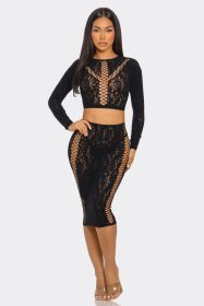 2748 Lace Daze Bodystocking Set (Color: black, size: O/S)