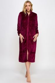 2489 Sabrina Robe (Color: Burgundy, size: L/XL)