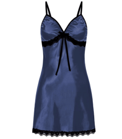 Women Sexy Sleepwear Silk Satin Nightwear Slip Dress Sleeveless Pajamas (Color: Blue)