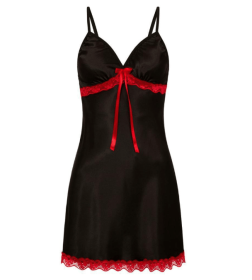 Women Sexy Sleepwear Silk Satin Nightwear Slip Dress Sleeveless Pajamas (Color: black)