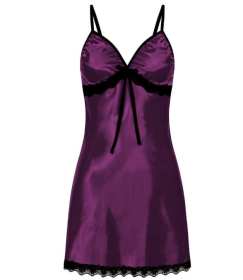 Women Sexy Sleepwear Silk Satin Nightwear Slip Dress Sleeveless Pajamas (Color: Purple)