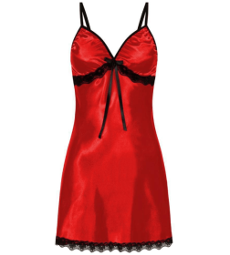 Women Sexy Sleepwear Silk Satin Nightwear Slip Dress Sleeveless Pajamas (Color: Red)